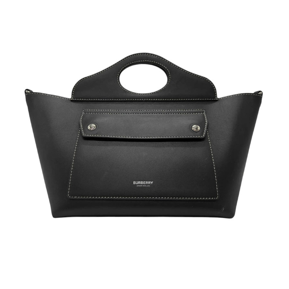 Burberry 2way Shoulder Bag leather black silver